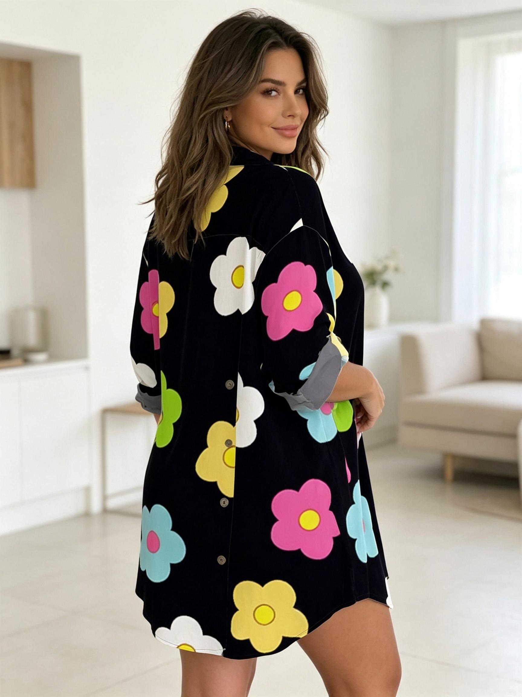 Gaun kemeja bermotif bunga unt - Romper Floral Print ulasan dan harga