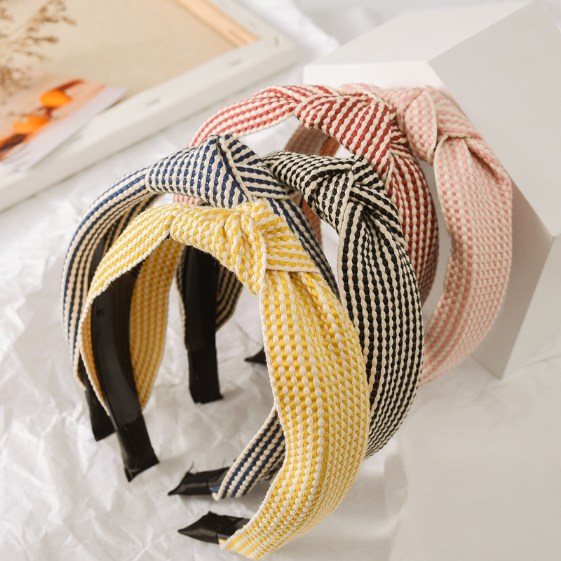Ikat Kepala Bermotif Kotak-kot - Headband Summer Knit ulasan dan harga