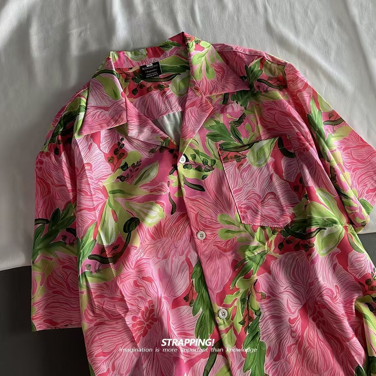 Kemeja Hawaii Kerah Kuba Bunga - Romper Floral Print ulasan dan harga