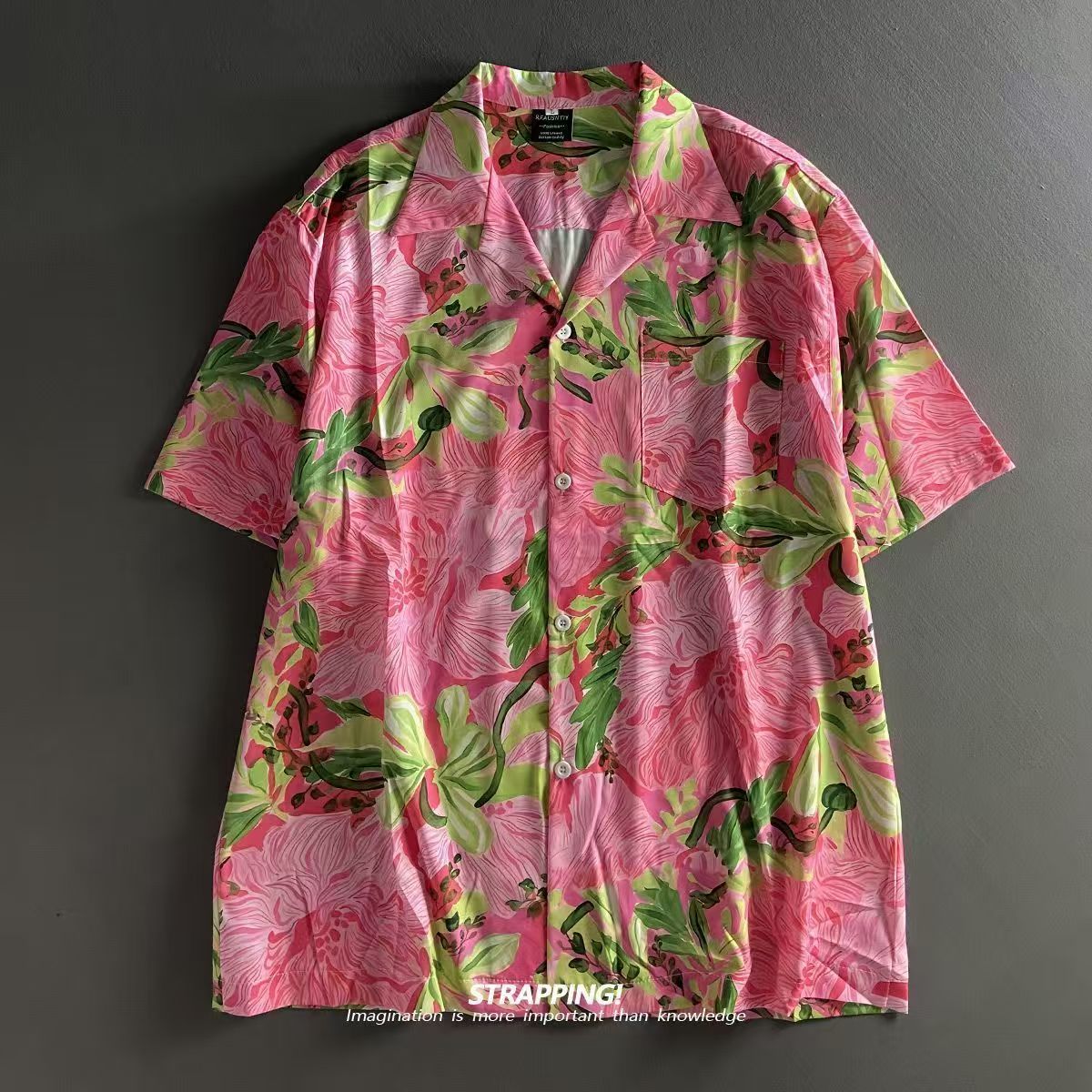 Kemeja Hawaii Kerah Kuba Bunga - Romper Floral Print ulasan dan harga