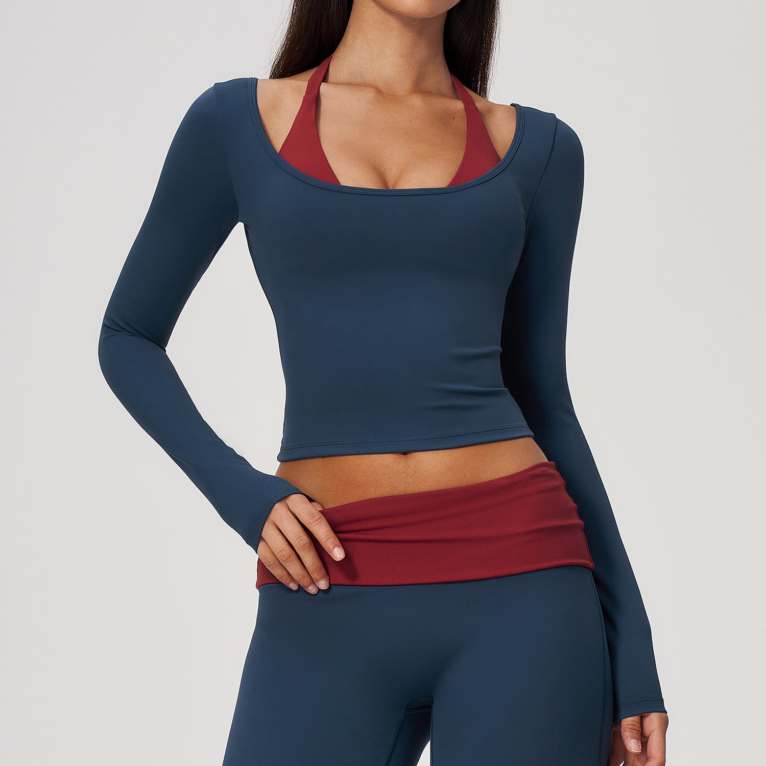 Atasan yoga lengan panjang mod - Crop Top Crochet ulasan dan harga