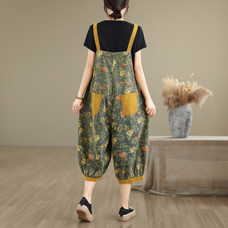 Jumpsuit Denim Y2K Motif Bunga - Romper Floral Print ulasan dan harga